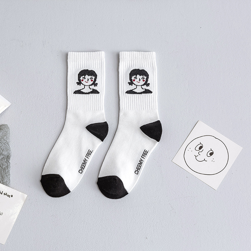 Butterfly Stockings Cotton Socks Fall Fashion Wild Black And White Sport Ins Socks